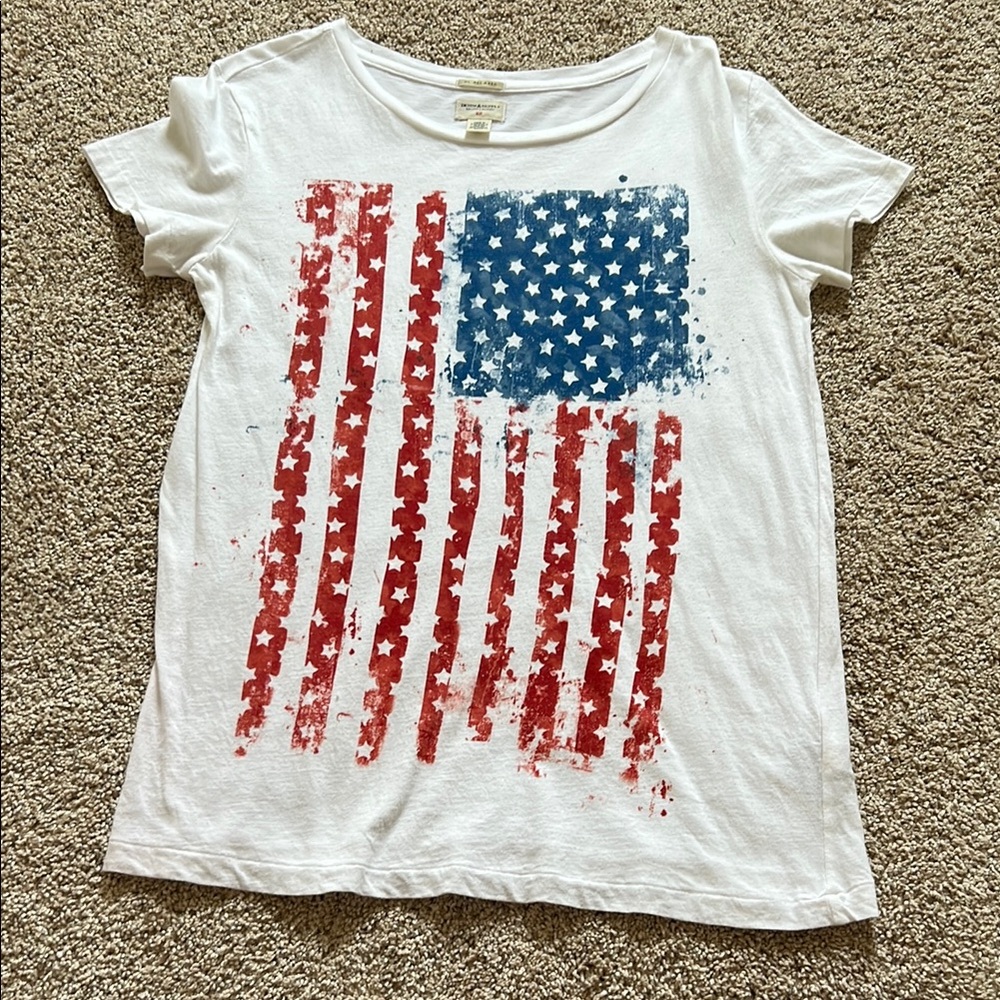 Denim & Supply Ralph Lauren Women’s White Graphic T-Shirt with Red and Blue